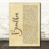 Ariana Grande Breathin Rustic Script Song Lyric Music Art Print