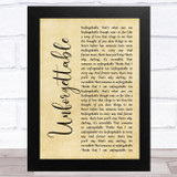 Nat King Cole Unforgettable Rustic Script Song Lyric Music Art Print