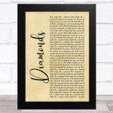 Rihanna Diamonds Rustic Script Song Lyric Music Art Print