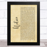 Thomas Rhett Notice Rustic Script Song Lyric Music Art Print