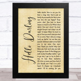 Conway Twitty Hello Darling Rustic Script Song Lyric Music Art Print