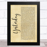 Diddy - Dirty Money feat. Chris Brown Yesterday Rustic Script Song Lyric Music Art Print