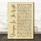 Frank Sinatra Strangers In The Night Rustic Script Song Lyric Music Art Print
