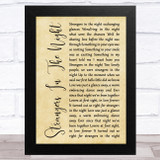 Frank Sinatra Strangers In The Night Rustic Script Song Lyric Music Art Print