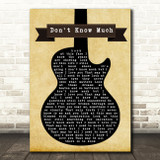 Aaron Neville and Linda Ronstadt Don't Know Much Black Guitar Song Lyric Print