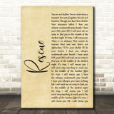 Lauren Daigle Rescue Rustic Script Song Lyric Music Art Print