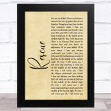 Lauren Daigle Rescue Rustic Script Song Lyric Music Art Print