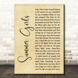 LFO Summer Girls Rustic Script Song Lyric Music Art Print