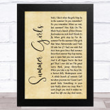 LFO Summer Girls Rustic Script Song Lyric Music Art Print