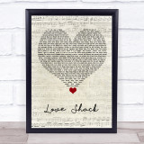 B-52s Love Shack Script Heart Song Lyric Print