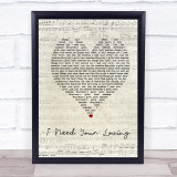 Baby D I Need Your Loving Script Heart Song Lyric Print