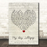 Millie Small My Boy Lollipop Script Heart Song Lyric Print