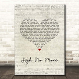 Mumford & Sons Sigh No More Script Heart Song Lyric Print
