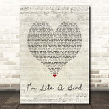 Nelly Furtado Im Like a Bird Script Heart Song Lyric Print
