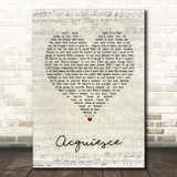Oasis Acquiesce Script Heart Song Lyric Print