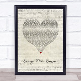 One Direction Drag Me Down Script Heart Song Lyric Print