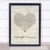 One Direction Midnight Memories Script Heart Song Lyric Print