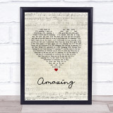 One Eskimo Amazing Script Heart Song Lyric Print