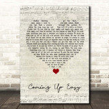 Paolo Nutini Coming Up Easy Script Heart Song Lyric Print