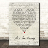 Prince And The Revolution Let's Go Grazy Script Heart Song Lyric Print