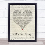 Prince And The Revolution Let's Go Grazy Script Heart Song Lyric Print