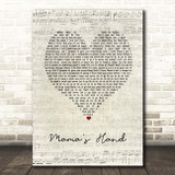 Queen Naija Mama's Hand Script Heart Song Lyric Print