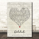 Queen Delilah Script Heart Song Lyric Print