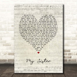 Reba McEntire My Sister Script Heart Song Lyric Print