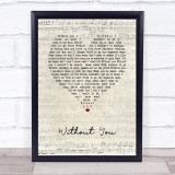 Ryan Upchurch Without You Script Heart Song Lyric Print