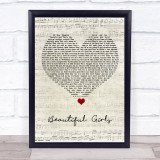 Sean Kingston Beautiful Girls Script Heart Song Lyric Print
