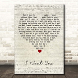 Silencers I Want You Script Heart Song Lyric Print