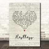 Sonny Burgess Restless Script Heart Song Lyric Print