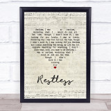 Sonny Burgess Restless Script Heart Song Lyric Print