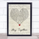Suede Stay Together Script Heart Song Lyric Print