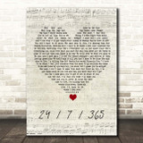 Surfaces 24 7 365 Script Heart Song Lyric Print