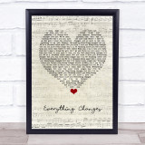 Take That Everything Changes Script Heart Song Lyric Print