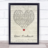 The Beatles Dear Prudence Script Heart Song Lyric Print