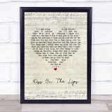 The Dualers Kiss on the Lips Script Heart Song Lyric Print