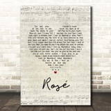 The Feeling Rosé Script Heart Song Lyric Print