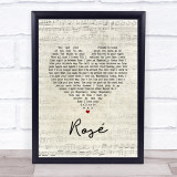 The Feeling Rosé Script Heart Song Lyric Print