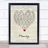 The Flying Lizards Money Script Heart Song Lyric Print