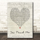 The Fray You Found Me Script Heart Song Lyric Print