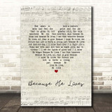 Bill Gaither Because He Lives Script Heart Song Lyric Print