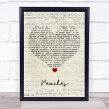 The Presidents Of The United States Of America Peaches Script Heart Song Lyric Print