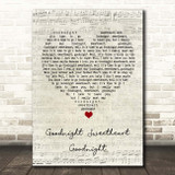 The Spaniels Goodnight Sweetheart Goodnight Script Heart Song Lyric Print