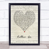 The Verve Rather Be Script Heart Song Lyric Print