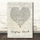 Toby Johnson Compass Heart Script Heart Song Lyric Print