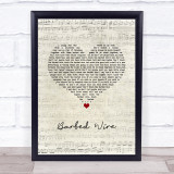 Tom Grennan Barbed Wire Script Heart Song Lyric Print