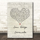 Tom Waits San Diego Serenade Script Heart Song Lyric Print