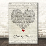 Trey Songz Already Taken Script Heart Song Lyric Print